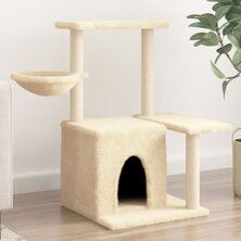 Kattenmeubel met sisal krabpalen 83 cm cr&egrave;mekleurig