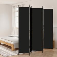 Kamerscherm met 5 panelen 250x220 cm stof zwart