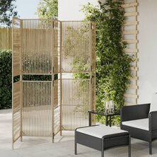 Kamerscherm 5 panelen poly rattan beige