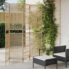 Kamerscherm 4 panelen poly rattan beige