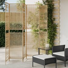 Kamerscherm 6 panelen poly rattan beige