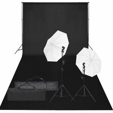 Fotostudioset met verlichtingsset en achtergrond