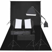 Fotostudioset met verlichtingsset en achtergrond