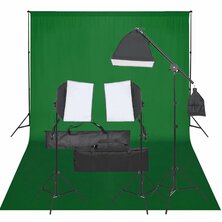 Fotostudioset met verlichtingsset en achtergrond