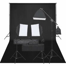 Fotostudioset met verlichtingsset en achtergrond