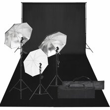 Fotostudioset met verlichtingsset en achtergrond