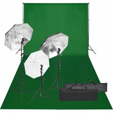 Fotostudioset met verlichtingsset en achtergrond