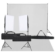 Fotostudioset met verlichtingsset en achtergrond