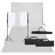 Fotostudioset met verlichtingsset en achtergrond