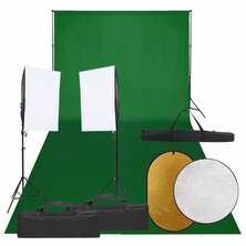 Fotostudioset met verlichtingsset, achtergrond en reflector