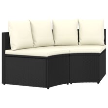 2-delige Loungeset met kussens poly rattan zwart