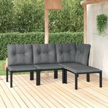 4-delige Loungeset poly rattan zwart en grijs