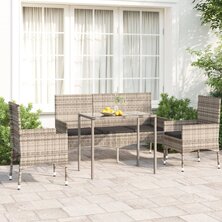 4-delige Loungeset met kussens poly rattan grijs