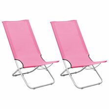 Strandstoelen 2 st inklapbaar stof roze