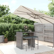 5-delige Tuinbarset met kussens poly rattan grijs