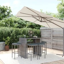 7-delige Tuinbarset met kussens poly rattan grijs