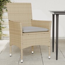 Tuinstoelen 2 st met kussens poly rattan beige