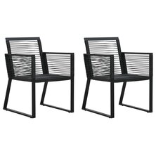 Tuinstoelen 2 st PVC-rattan zwart