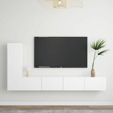 3-delige Tv-meubelset bewerkt hout wit