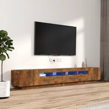 3-delige Tv-meubelset met LED bewerkt hout gerookt eikenkleurig