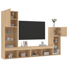 4-delige Tv-wandmeubelset met LED bewerkt hout sonoma eiken