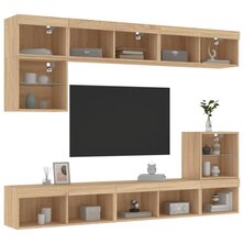 8-delige Tv-wandmeubelset met LED bewerkt hout sonoma eiken