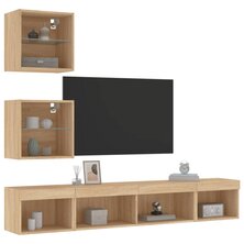 5-delige Tv-wandmeubelset met LED bewerkt hout sonoma eiken