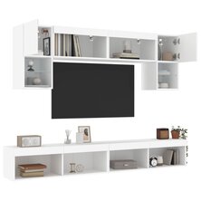 6-delige Tv-wandmeubelset met LED-verlichting bewerkt hout wit