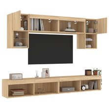 6-delige Tv-wandmeubelset met LED bewerkt hout sonoma eiken