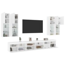 7-delige Tv-wandmeubelset met LED-verlichting wit