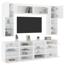 6-delige Tv-wandmeubelset met LED-verlichting wit