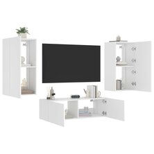 3-delige tv-wandmeubelset met LED-verlichting wit