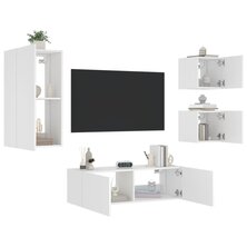 4-delige tv-wandmeubelset met LED-verlichting wit