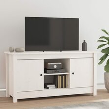 Tv-meubel 103x36,5x52 cm massief grenenhout wit