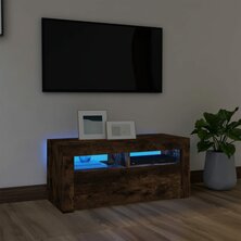 Tv-meubel met LED-verlichting 90x35x40 cm gerookt eikenkleurig