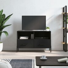 Tv-meubel 80x36x50 cm bewerkt hout zwart