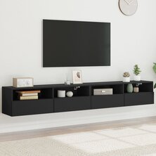 Tv-wandmeubels 2 st 100x30x30 cm bewerkt hout zwart