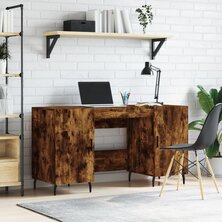 Bureau 140x50x75 cm bewerkt hout gerookt eikenkleurig