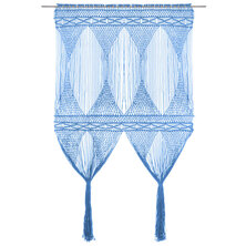 Gordijn macram&eacute; 140x240 cm katoen blauw