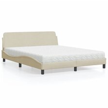 Bed met matras stof cr&egrave;mekleurig 160x200 cm