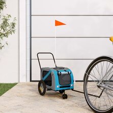 Hondenfietstrailer oxford stof en ijzer blauw en zwart