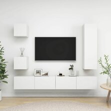 5-delige Tv-meubelset bewerkt hout wit