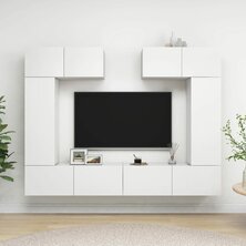 6-delige Tv-meubelset bewerkt hout wit