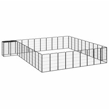 Hondenkennel 42 panelen 50x100 cm gepoedercoat staal zwart