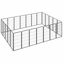 Hondenkennel 24 panelen 50 x 100 cm gepoedercoat staal zwart