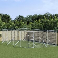 Hondenkennel voor buiten 4x8x2 m gegalvaniseerd staal zilver