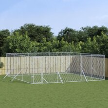 Hondenkennel voor buiten 6x6x2 m gegalvaniseerd staal zilver