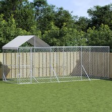 Hondenkennel met dak 6x2x2,5 m gegalvaniseerd staal zilverkleur