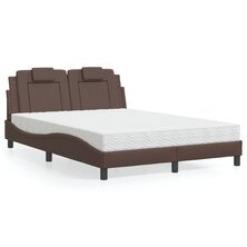 Bed met matras kunstleer bruin 140x190 cm