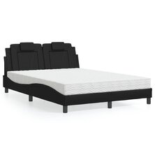 Bed met matras kunstleer zwart 140x200 cm